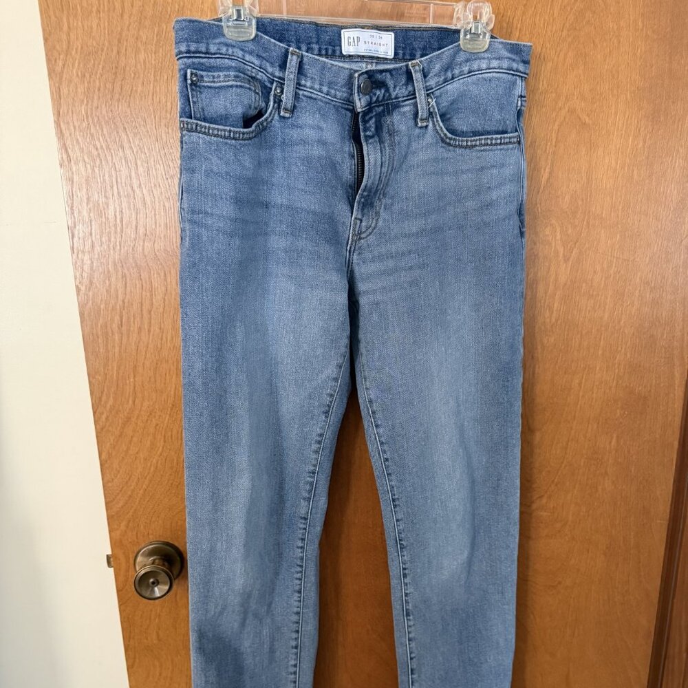 GAP Men's 30x34 Straight Jeans Medium Wash Denim Washwell Classic 5-Pocket EUC - Picture 2 of 9